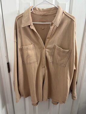 aerie Dusty Peach Knit Crew Cardigan